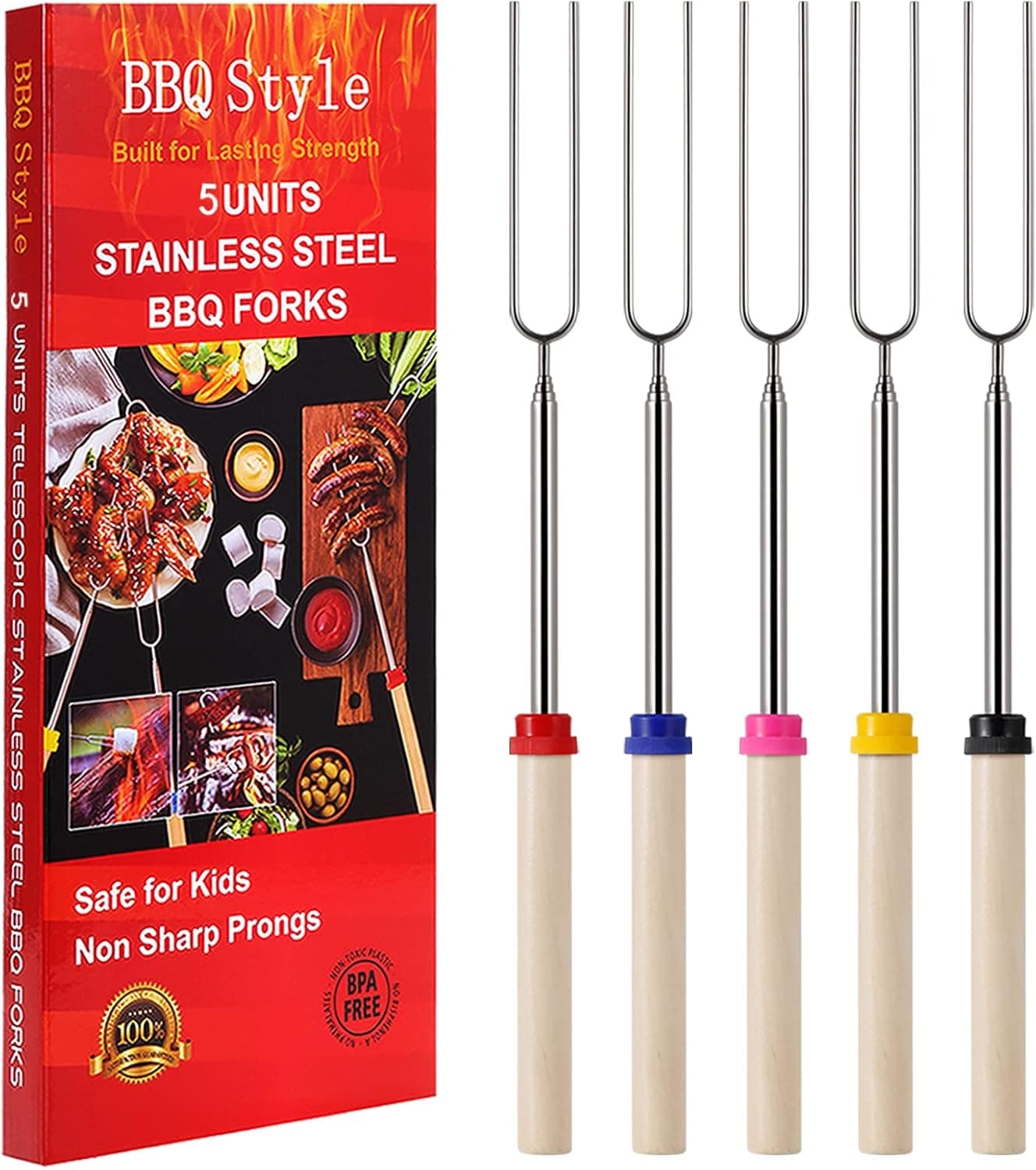 Telescoping Roasting Sticks, 32 inch, 5-pack — a first set for occasional fire pit use