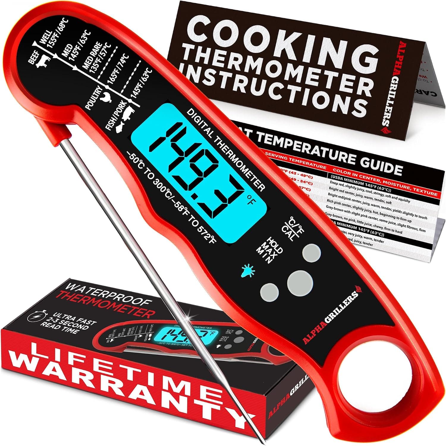 Alpha Grillers Instant Read Meat Thermometer — everyday spot checks at the grate