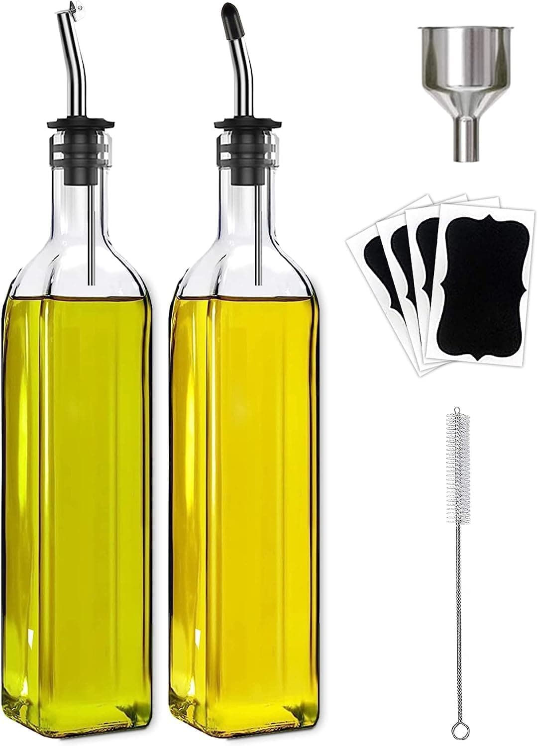 Leaflai Glass Oil & Vinegar Dispenser Set, 2 × 500 ml — a pour-spout dispenser that never clogs