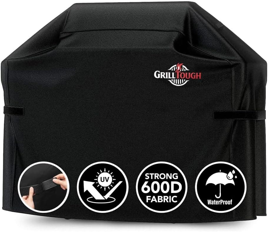 GrillTough Heavy Duty Grill Cover, 58 inch — windy sites where securing the hem matters