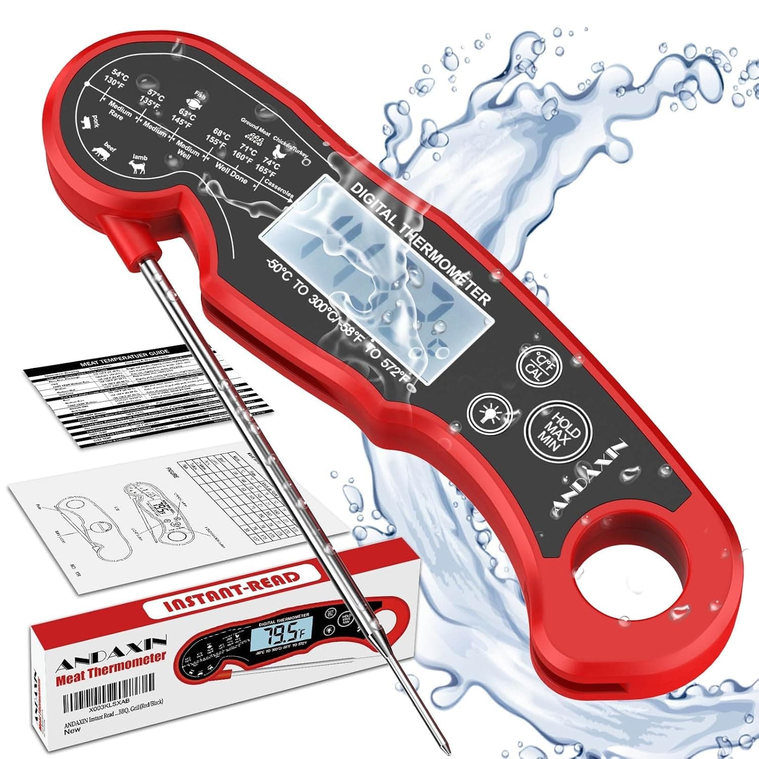 ANDAXIN Waterproof Instant Read Thermometer — a second thermometer to keep in the kitchen drawer