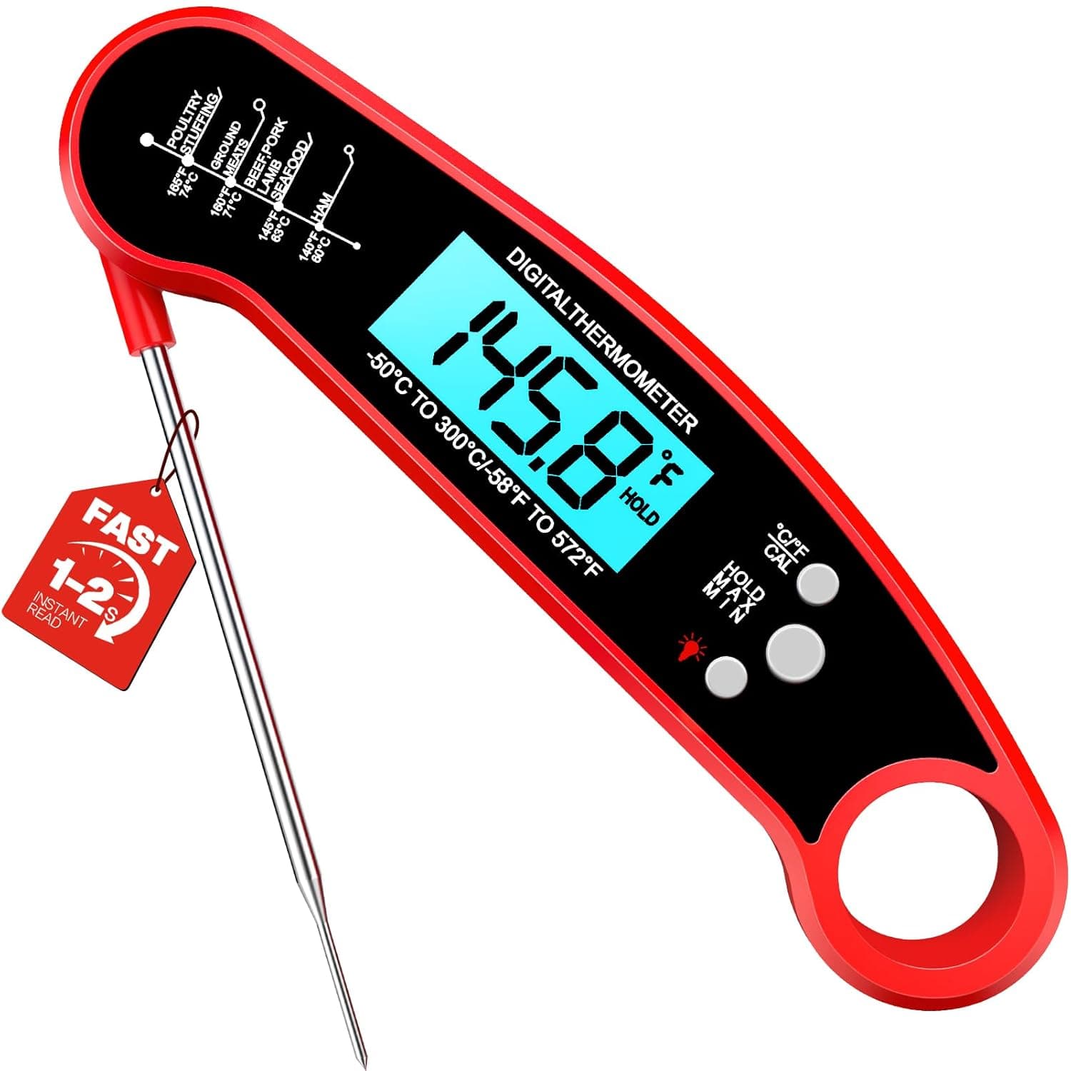 Instant Read Digital Meat Thermometer, 1–2 Second — a low-cost second probe for spot checks