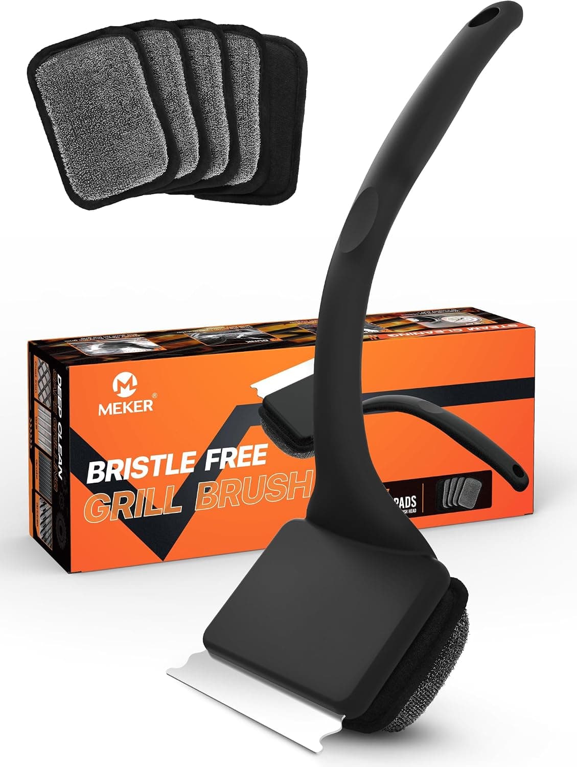 MEKER Bristle-Free Grill Brush with 5 Heads — stocking up on heads in one purchase